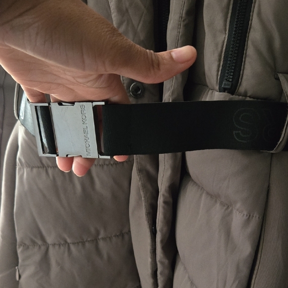 Michael Kors Khaki Puffer Coat with Fur Hood - Picture 2 of 15